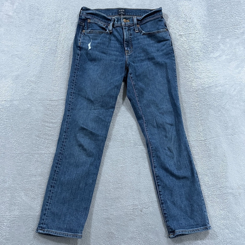 J CREW Slim Boyfriend Jeans Women 25 Blue Whisker Stretch (27x27.5) Western Y2K‎